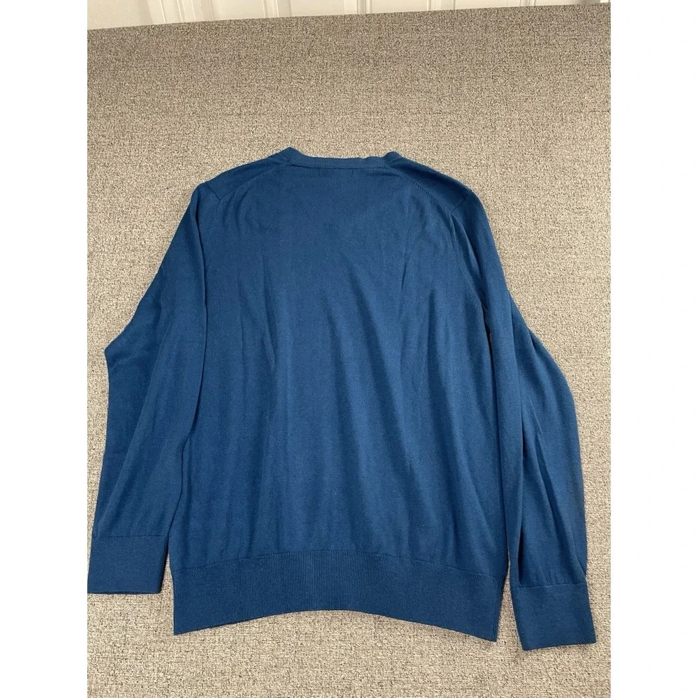 Banana Republic Luxury Silk Cashmere Blend V Neck Sweater Mens L Blue Pullover